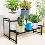 Plant Stand Indoor Outdoor, 2-Tier Stackable Wrought Iron Plant Stands - Image 3