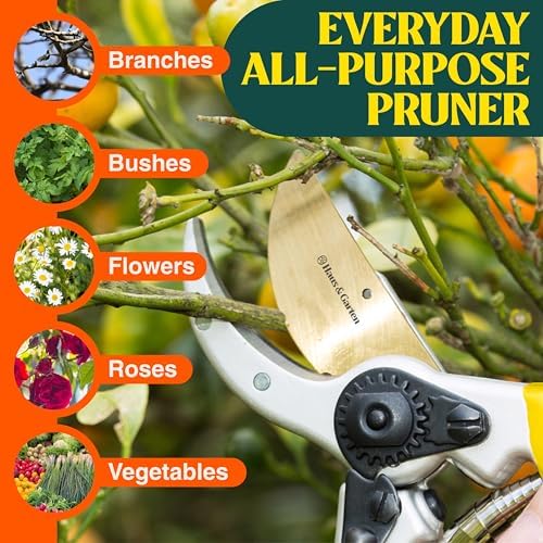Haus & Garten ClassicPRO 8.5" Premium Titanium Bypass Garden Shears - Use as Pruners, Pruning Shears for Gardening, Hand Pruners, Handheld Garden Clippers Scissors Tool - Image 6