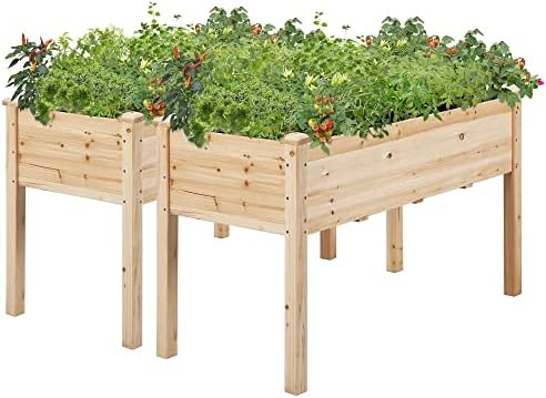 Yaheetech Raised Garden Bed 2Pcs Elevated Wood Planter Box Outdoor, Wood by Yaheetech