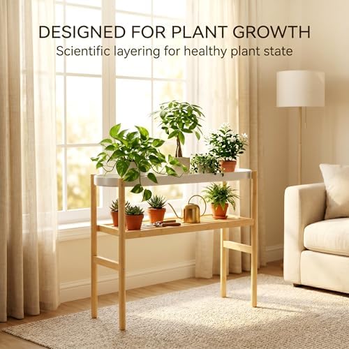 APRTAT 2-Tier Tall Bamboo Plant Stand for Multiple Indoor Plants - Image 5