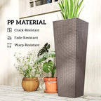 Outsunny 32 Inch Tall Planters for Outdoor Plants Set of 2, Brown - Image 7
