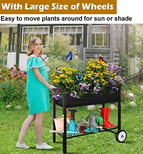 Koutemie Raised Garden Bed with Legs, Planter Box Outdoor with Wheels - Image 2