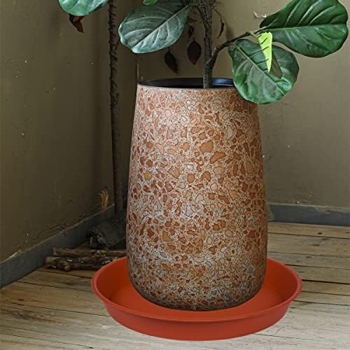 2 Pack of Extra Large Plant Saucer 24 26 inch (22.5 inch Base), 4.2" Depth, Plastic Birdbath Bowl for Indoors Outdoor, Deep Heavy Duty Plant Saucer Dish for Garden (26", Terracotta) - Image 2