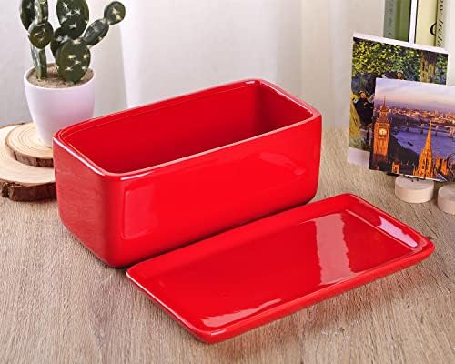 VanEnjoy 10 Inch Red Rectangle Ceramic Succulent Planter Pot Decorative Cactus Plant Pot Flower Container with Ceramic Tray - Image 4