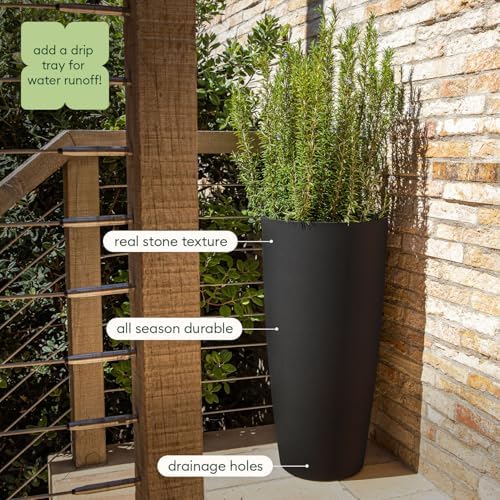 Veradek Mason Series Vega Planter - Tall Round Outdoor Planter with Shelf - Image 7