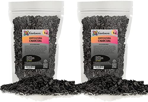 Premium Horticultural Charcoal for Indoor Plants - 10 Quart - Black Diamond Soil Amendment for Orchids, Terrariums, and Gardening by Gardenera [2 Bags of 5 Quart] by Gardenera