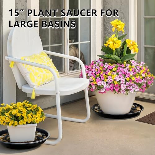 6 Pack 15 Inch Black Plant Saucers, Heavy Duty PP Trays for Big Pots - Image 4