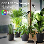 60W LED Grow Lights for Indoor Plants, COB Full Spectrum Plant Light with High PPFD, CRI 94 Floor Standing Grow Lamp, Dimmable 10000 Lumens, 6/8/12H Smart Timer, 37"-77" Adjustable Dual-Head (6000K) - Image 2