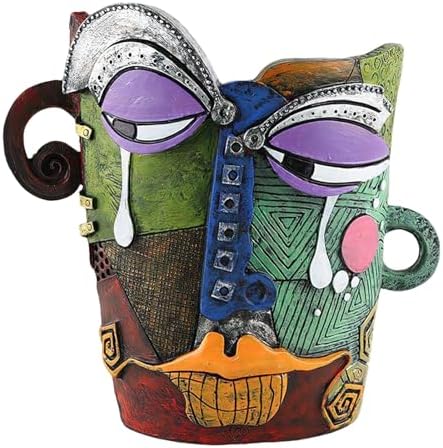 Picasso Abstract Resin Flower Pots Colorful Unique Face Planters Pots Head by Huazzzyi