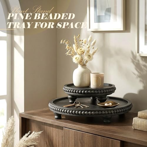 EOSAHR Pine Wood Round 2-Piece Display Risers for Rustic Room Decor, Black - Image 5