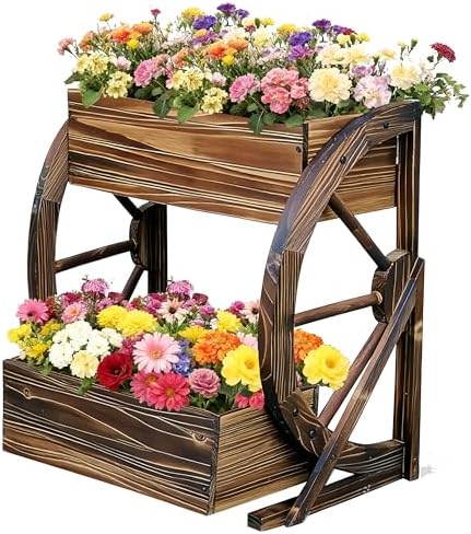 NestNature Wooden Wagon Planter Box|Rustic Planter Use On Indoor&Outdoor by NestNature