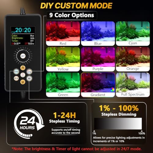 fishkeeper Clip-on Planted Aquarium Light, 6 Row LED, 58W, Dual Light Riser - Image 3