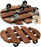 ZXZYHFTY 14 Inch Rolling Wood Plant Caddy with Wheels, 2 Pack by ZXZYHFTY
