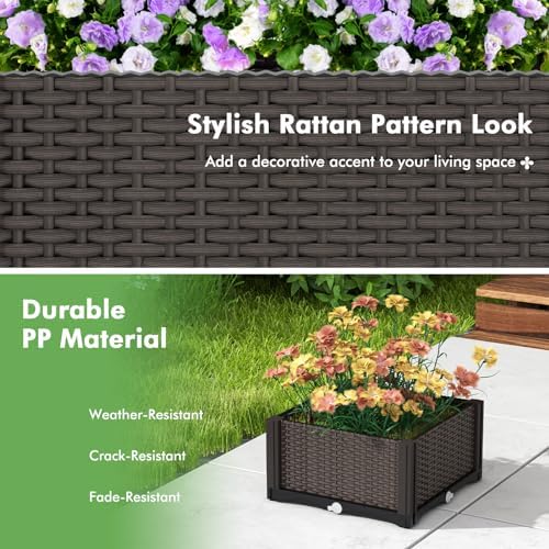 GIANTEX 4 Pcs Raised Garden Bed, Elevated Planter Box Kit W/ 16 Legs, 4 Planter Boxes, Self-Watering System, Drainage Holes, Indoor & Outdoor Vegetable Fruit Flower Herb Growing Box - Image 5