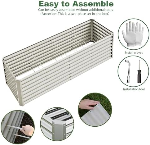 8x2x2ft Raised Garden Bed Kit, Galvanized Planter Garden Boxes Outdoor, Metal Raised Garden Beds for Vegetables,Fruits, Flower,Silver - Image 4