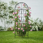 SCENDOR 70.8" H x 24.5" W Decorative Metal Garden Trellis - Rustproof Black Iron Arched Fence for Climbing Roses, Clematis, and Vines - Sturdy Plant Support for Patio, Lawn, and Backyard 1 Pack - Image 5