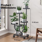 Plant Stand with Wheels, Black 4 Tier Metal Plant Shelf for Indoor Outdoor - Image 3