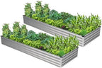2PCS 9x3x1ft Galvanized Raised Garden Bed,Outdoor Planter Box Metal Patio Kit Planting Bed for Vegetables Flowers Herb,Silver by Easllre