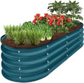 Best Choice Products 4x2x1ft Outdoor Metal Raised Garden Bed Outdoor, Oval Deep Root Planter Box for Vegetables, Flowers, & Herbs, 51 Gallon Capacity, Rubber Edge Guard, 100% Non-Toxic - Peacock Blue by BestChoiceProducts