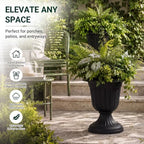 Zhehao 4 Pcs 13 x 15 Inches Black Plastic Urn Planter Classic Flower Pots Front Porch Planters Indoor Outdoor Planters with Pedestal for Wedding Party Bridal Shower Garden Patio Porch - Image 6