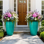 Autodaya 24" Faux Ceramic Large Planters for Outdoor Plants, Turquoise Teal by Unknown