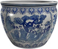 Red Lantern 12" Ladies Blue & White Porcelain Fishbowl Planter or Cachepot for Indoor/Outdoor Use in Garden Entryway Living Room Boho Eclectic Modern Contemporary Classic Traditional Style Decor by RedLantern