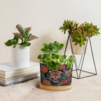 Chinoiserie Tiger Planters Ceramic Green and Turquoise Tiger Stripe Round Plant Pot with Drainage Holes and Bamboo Tray Pot for Succulents Cactus Garden Windowsill - Image 4