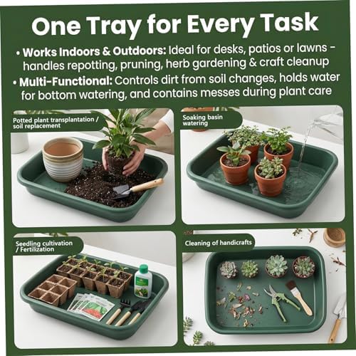 Potting Tray, 17×12×3in Gardening Mat, Green - Image 4