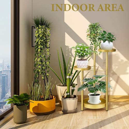 Matekxy 4-Tier Metal Plant Stand Indoor Outdoor for Garden, Livingroom-Gold - Image 6