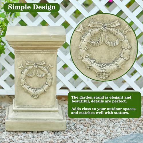 19.57" Tall Garden Pedestal Stand for Statues, MgO Weatherproof Plant Riser - Image 4