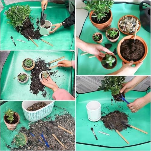2 PCS Planting Mat Gardening Potting Pad Foldable Garden Plant Flower Pot Reusable Transplanting Waterproof Mats for Patio - Image 6