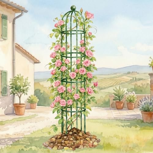 Vego Garden 6.4 ft Round Obelisk Garden Trellis, Metal Rustproof Plant Support Rose Trellis, Tower Potted Cages for Flowers Fruits Vegetable Vines Indoor & Outdoor - Image 2