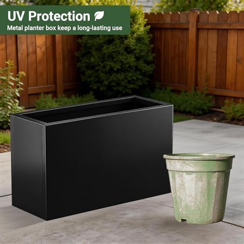 Metal Planter Box 30” x 12” x 16”, Tall Rectangle Planter Box - Image 3