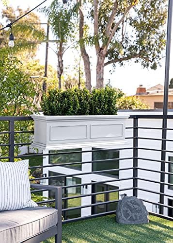 Veradek Brixton Series Plastic Railing Planter - Rectangular Planter for Outdoor Deck/Balcony | Crack-Resistant with Adjustable Rail Attachment | Classic Estate Design for Herbs, Succulents, Flowers - Image 4