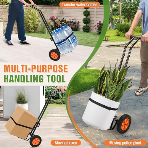 Plant Caddy with Wheels, Heavy Duty Plant Mover Cart with Adjustable Grabbing Arm and Strap, 175 LBS T-Handle Plant Dolly with Suction Cups for Plant Pots Garden Pot Trolley Indoor Outdoor Use, Black - Image 6