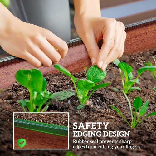 Outsunny 3.5' x 2' x 1' Galvanized Raised Garden Bed Kit, Brown - Image 5