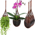 Hanging Orchid Planter: 4 Inch Handmade Bamboo Flower Basket -5Pcs by Gogeffor