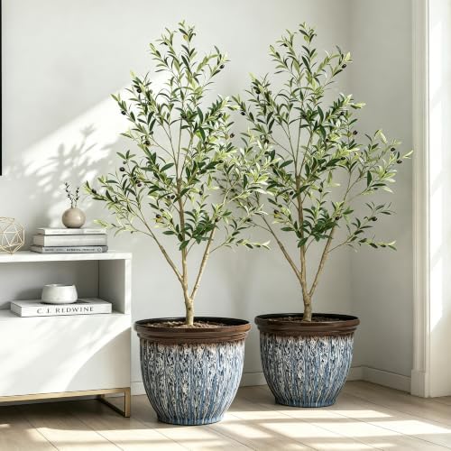 15" Large Flower Pots, 2-Pack Big Plastic Planters for Outdoor Plants - Image 5