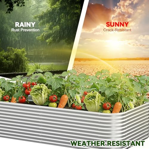 2 Pack Tall 8x4FT Corrugated Galvanized Steel Raised Garden Bed Outdoor, Metal Above Ground Garden Bed for Vegetables and Flowers, Raised Beds for Gardening - Image 6