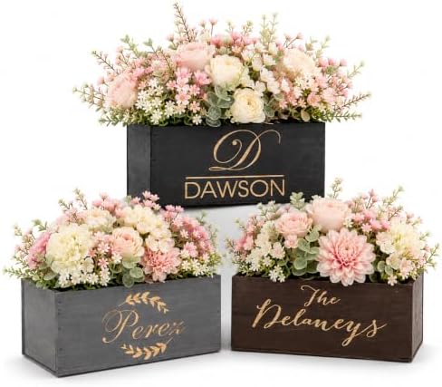 Etchey Personalized Wood Planter Box, Custom Wooden Flower Pot, Name Boxes, Pot, Brown by Unknown