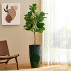 Glitzhome 23.5" H Large Tall Planter for Outdoor Plants,Set of 2 Plastic Tall Planters with Drainage Holes,Round Tapered Faux Ceramic Gradient Green Flower Tree Pots for Porch Patio Indoor Outdoor - Image 4
