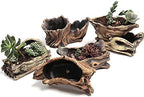 DIYOMR Cement Driftwood Planter Pots Imitation Stump Log Concrete Flower Succulent Pot/Container (8.3" L x 4.7" W x 3.5" H,Brownish Red) - Image 5