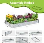 2PCS 8x4x1FT Galvanized Raised Garden Bed, Galvanized Planter Raised Garden Boxes Outdoor, Large Metal Raised Garden Beds for Vegetables-Silver - Image 5