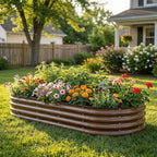 SnugNiture 6x3x1ft Raised Garden Bed Kit, Outdoor Oval Metal Garden Planter, Ground Planter Box for Gardening Vegetables Flowers, Brown - Image 6