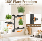 LASZOLA Rotating Plant Hangers Shelves Wall Mounted Indoor, 3 Tiers Black - Image 3
