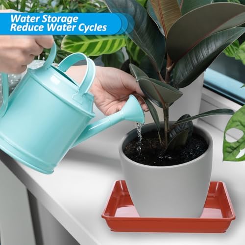 PATIKIL Plant Saucer Tray, 5 Pack 14 Inch Square Plant Saucer Heavy Planter Pot Saucers Large Deep Flower Planter Drip Tray for Indoor Outdoor Plants, Terracotta - Image 5