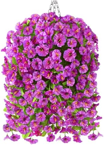 Homsunny Artificial Faux Hanging Flowers Plants Baskets for Outdoor Spring Summer Decorations,Resistant Fake Morning Glory Silk Plants for Outside UV Resistant Patio Yard Home Porch Decor(Gradient) by HomeD%C3%A9cor