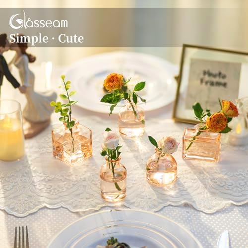 Glasseam Mini Bud Vases Set of 10 Champagne Glass Vases for Centerpieces - Image 5