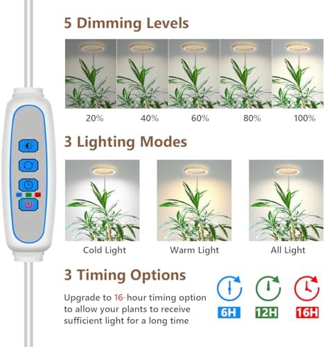 Aokrean 6.3in Grow Lights for Indoor Plants,Full Spectrum Plant Light 5V/3A - Image 5