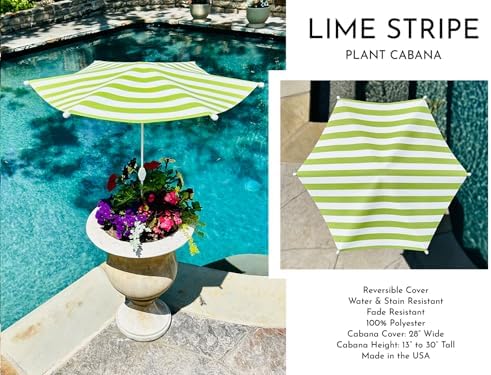 Fixed Plant Shade for Potted Plants 28" x 30" Outdoor Container Sun Shade Cover Premium Fabric Canopy with Fiberglass Frame & Soil Anchor Stripes & Solids Assembly Required - Image 3